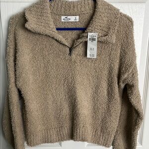 Hollister Tan Cowl Neck Sweater Plush Texture